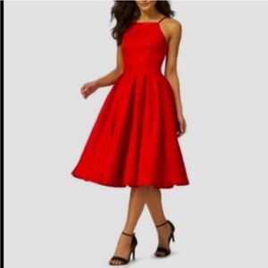 Elegant Red Midi Tulle Dress